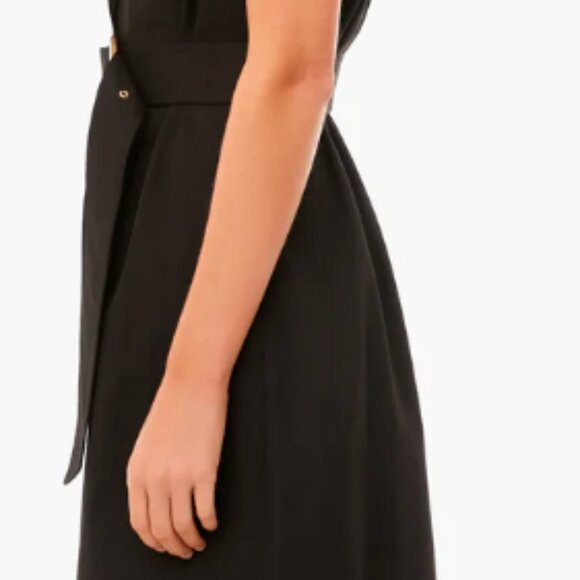 Tuckernuck Black Sleeveless Chamberlin Dress XS Button Down Belted A-Line Midi - Picture 3 of 7